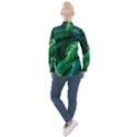 Tropical Green Leaves Background Women s Long Sleeve Pocket Shirt View2