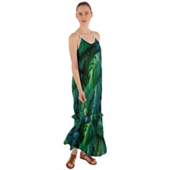 Tropical Green Leaves Background Cami Maxi Ruffle Chiffon Dress by Amaryn4rt