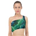 Tropical Green Leaves Background Spliced Up Bikini Top  View1