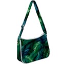 Tropical Green Leaves Background Zip Up Shoulder Bag View1