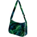 Tropical Green Leaves Background Zip Up Shoulder Bag View2