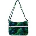 Tropical Green Leaves Background Zip Up Shoulder Bag View3