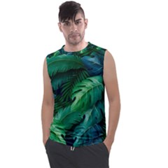 Tropical Green Leaves Background Men s Regular Tank Top by Amaryn4rt