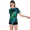 Tropical Green Leaves Background Asymmetrical Short Sleeve Sports Tee View1