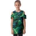 Tropical Green Leaves Background Fold Over Open Sleeve Top View1