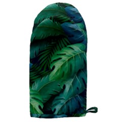 Tropical Green Leaves Background Microwave Oven Glove by Amaryn4rt