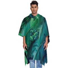 Tropical Green Leaves Background Men s Hooded Rain Ponchos by Amaryn4rt