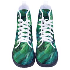 Tropical Green Leaves Background Men s High-top Canvas Sneakers by Amaryn4rt