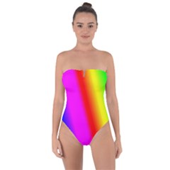 Multi Color Rainbow Background Tie Back One Piece Swimsuit by Amaryn4rt