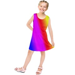 Multi Color Rainbow Background Kids  Tunic Dress by Amaryn4rt