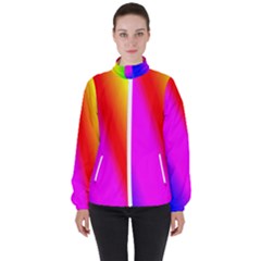 Multi Color Rainbow Background Women s High Neck Windbreaker by Amaryn4rt