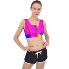 Multi Color Rainbow Background V-back Sports Bra by Amaryn4rt