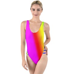 Multi Color Rainbow Background High Leg Strappy Swimsuit by Amaryn4rt