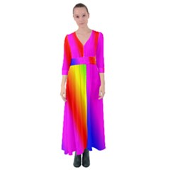 Multi Color Rainbow Background Button Up Maxi Dress by Amaryn4rt