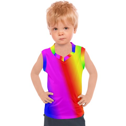 Multi Color Rainbow Background Kids  Sport Tank Top by Amaryn4rt