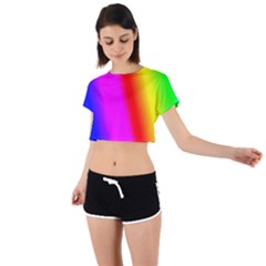 Multi Color Rainbow Background Tie Back Short Sleeve Crop Tee by Amaryn4rt