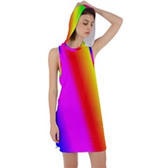 Multi Color Rainbow Background Racer Back Hoodie Dress by Amaryn4rt