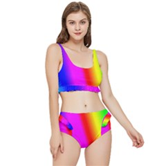 Multi Color Rainbow Background Frilly Bikini Set by Amaryn4rt