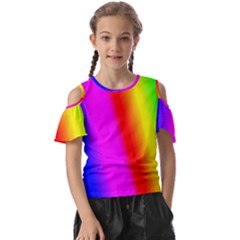 Multi Color Rainbow Background Kids  Butterfly Cutout Tee by Amaryn4rt