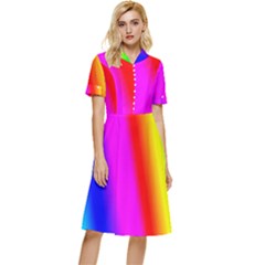 Multi Color Rainbow Background Button Top Knee Length Dress by Amaryn4rt