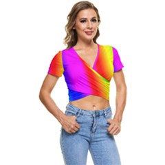 Multi Color Rainbow Background Short Sleeve Foldover Tee by Amaryn4rt