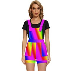 Multi Color Rainbow Background Short Overalls by Amaryn4rt