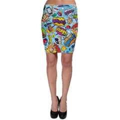 Comic Elements Colorful Seamless Pattern Bodycon Skirt by Amaryn4rt