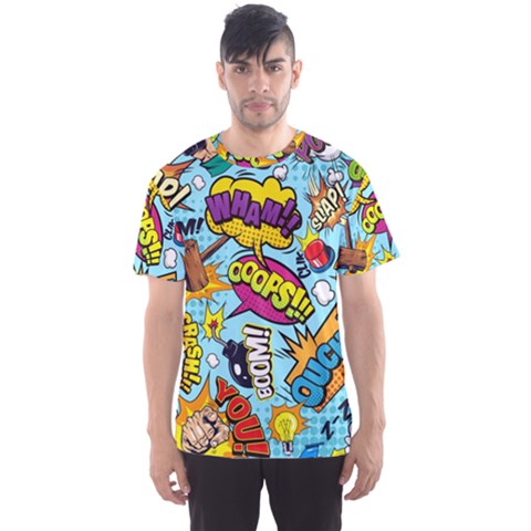 Comic Elements Colorful Seamless Pattern Men s Sport Mesh Tee by Amaryn4rt