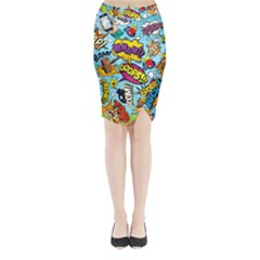 Comic Elements Colorful Seamless Pattern Midi Wrap Pencil Skirt by Amaryn4rt