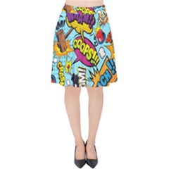 Comic Elements Colorful Seamless Pattern Velvet High Waist Skirt by Amaryn4rt