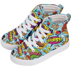 Comic Elements Colorful Seamless Pattern Kids  Hi-top Skate Sneakers by Amaryn4rt