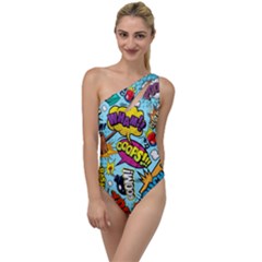 Comic Elements Colorful Seamless Pattern To One Side Swimsuit by Amaryn4rt