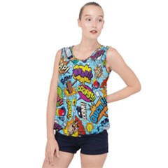 Comic Elements Colorful Seamless Pattern Bubble Hem Chiffon Tank Top by Amaryn4rt