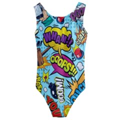 Comic Elements Colorful Seamless Pattern Kids  Cut-out Back One Piece Swimsuit by Amaryn4rt