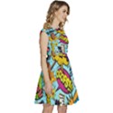 Comic Elements Colorful Seamless Pattern Cap Sleeve High Waist Dress View3