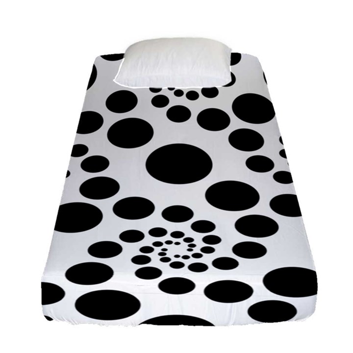 Dot dots round black and white Fitted Sheet (Single Size)