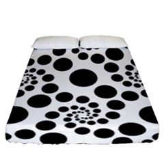 Dot Dots Round Black And White Fitted Sheet (queen Size) by Amaryn4rt