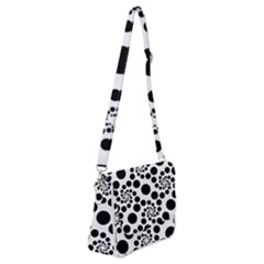 Dot Dots Round Black And White Shoulder Bag With Back Zipper by Amaryn4rt