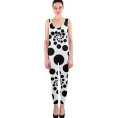 Dot Dots Round Black And White One Piece Catsuit by Amaryn4rt