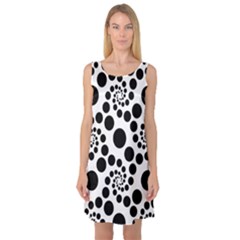 Dot Dots Round Black And White Sleeveless Satin Nightdress by Amaryn4rt