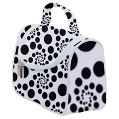 Dot Dots Round Black And White Satchel Handbag by Amaryn4rt