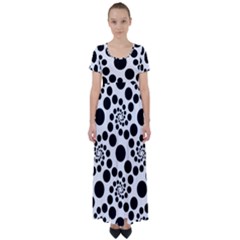 Dot Dots Round Black And White High Waist Short Sleeve Maxi Dress by Amaryn4rt