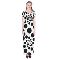 Dot Dots Round Black And White Short Sleeve Maxi Dress by Amaryn4rt