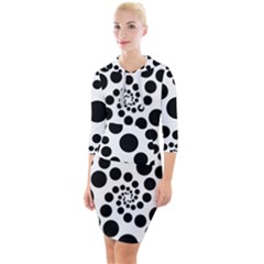 Dot Dots Round Black And White Quarter Sleeve Hood Bodycon Dress by Amaryn4rt