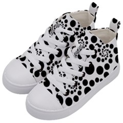 Dot Dots Round Black And White Kids  Mid-top Canvas Sneakers by Amaryn4rt