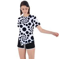 Dot Dots Round Black And White Asymmetrical Short Sleeve Sports Tee by Amaryn4rt