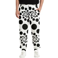 Dot Dots Round Black And White Men s Elastic Waist Pants by Amaryn4rt