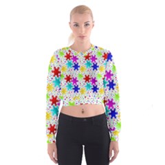 Snowflake Pattern Repeated Cropped Sweatshirt by Amaryn4rt