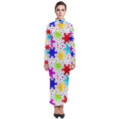 Snowflake Pattern Repeated Turtleneck Maxi Dress by Amaryn4rt