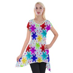 Snowflake Pattern Repeated Short Sleeve Side Drop Tunic by Amaryn4rt